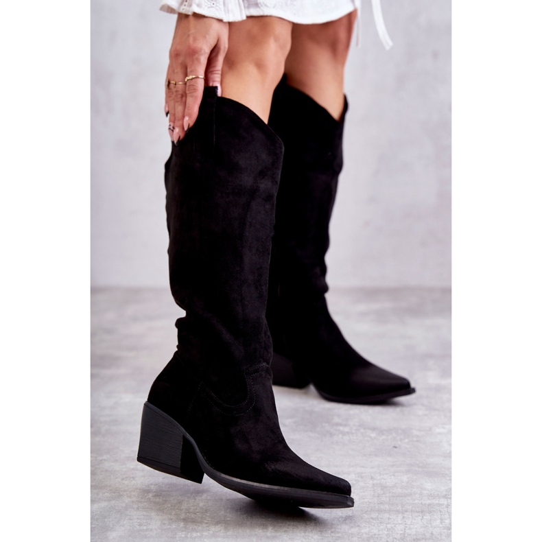 WS1 Černé semišové kovbojské boty Casey černá 1