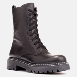Marco Shoes Šněrovací kozačky se spodním lemem černý 1