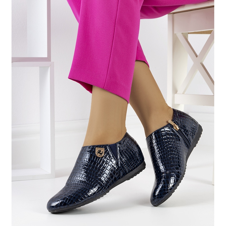 Námořnicky modré lakované boty Nelec modrý 1