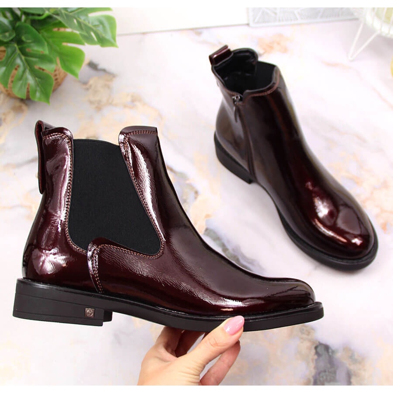 Dámské kozačky, lakované, vínové Potocki WOL93B bordó 1