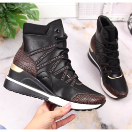 Dámské černé tenisky na klínku Potocki černá 1