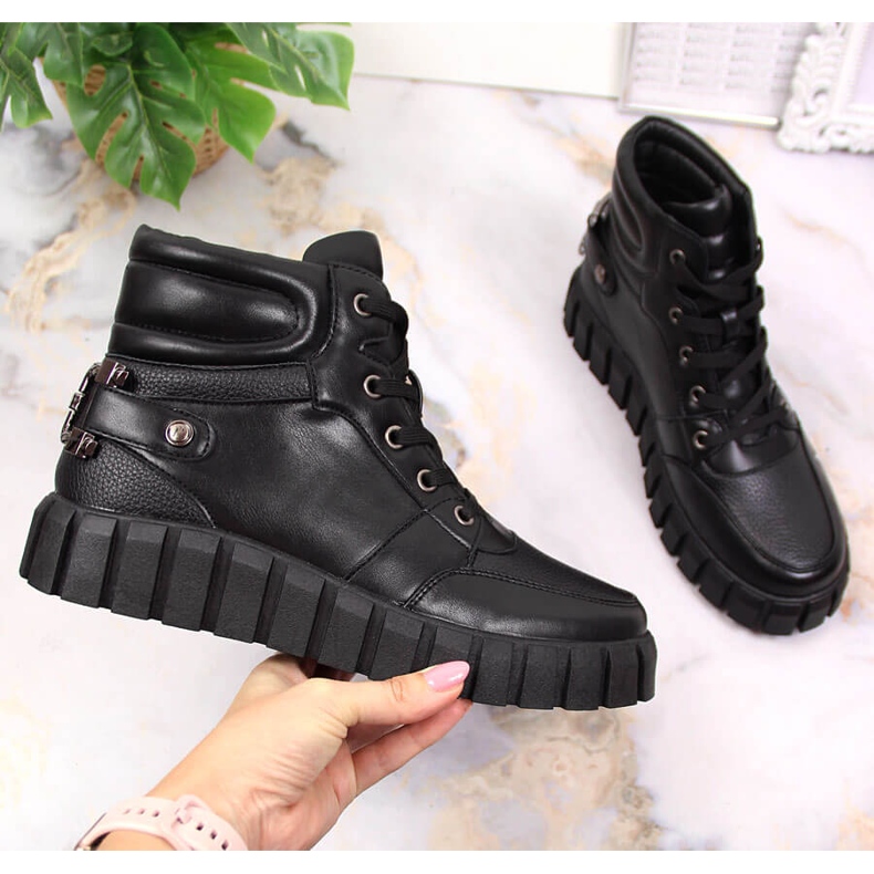 Dámské plošinovky s černým zdobením Potocki černá 1