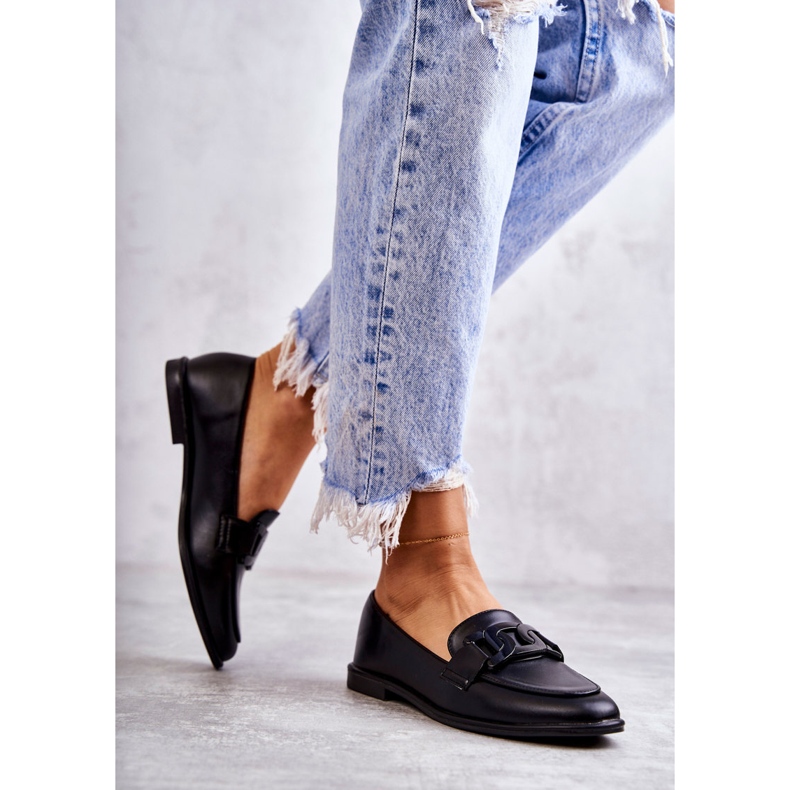 FB2 Dámské kožené mokasíny s černou dekorací Kerrie černá 1