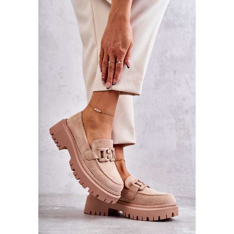 FB2 Dámské kalhoty s ozdobou Beige Leeza béžový 2