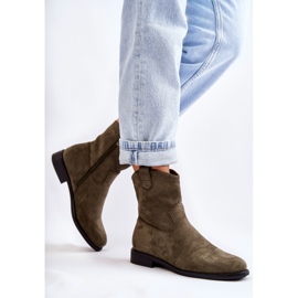 S.Barski Dámské semišové kozačky na plochém podpatku Zelená Fiorenz khaki 2 S.Barski Dámské semišové kozačky na plochém podpatku Zelená Fiorenz khaki 2