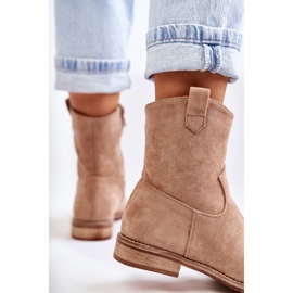 S.Barski Dámské semišové kozačky na plochém podpatku Béžová Fiorenz béžový 2