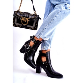 WJ2 Dámské Kozačky Na Podpatku S Kamínky Černý Kelin černá 2 WJ2 Dámské Kozačky Na Podpatku S Kamínky Černý Kelin černá 2