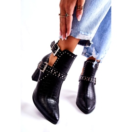 WJ2 Dámské Kozačky Na Podpatku S Kamínky Černý Kelin černá 3 WJ2 Dámské Kozačky Na Podpatku S Kamínky Černý Kelin černá 3