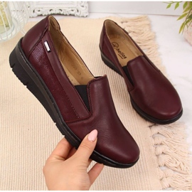 Kožené Slip On Boty Helios W H350L vínové červené vícebarevný 1
