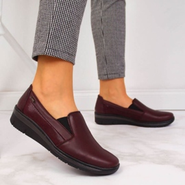 Kožené Slip On Boty Helios W H350L vínové červený vícebarevný 2