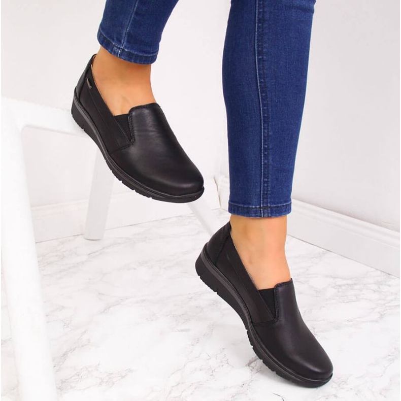 Helios Kožené, nazouvací boty černá 2