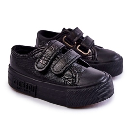 Dětské kožené tenisky na suchý zip Big Star KK374054 Black černá 10