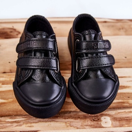 Dětské kožené tenisky na suchý zip Big Star KK374054 Black černá 7