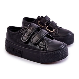 Dětské kožené tenisky na suchý zip Big Star KK374054 Black černá 6