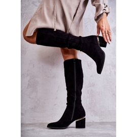 PS1 Klasické semišové kozačky se zipem černé leyette černá 2