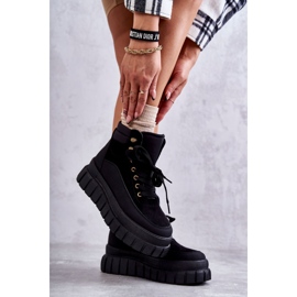 FG2 Pohodlné boty na černé platformě Sanchio černý 2