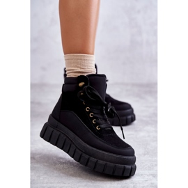 FG2 Pohodlné boty na černé platformě Sanchio černý 1