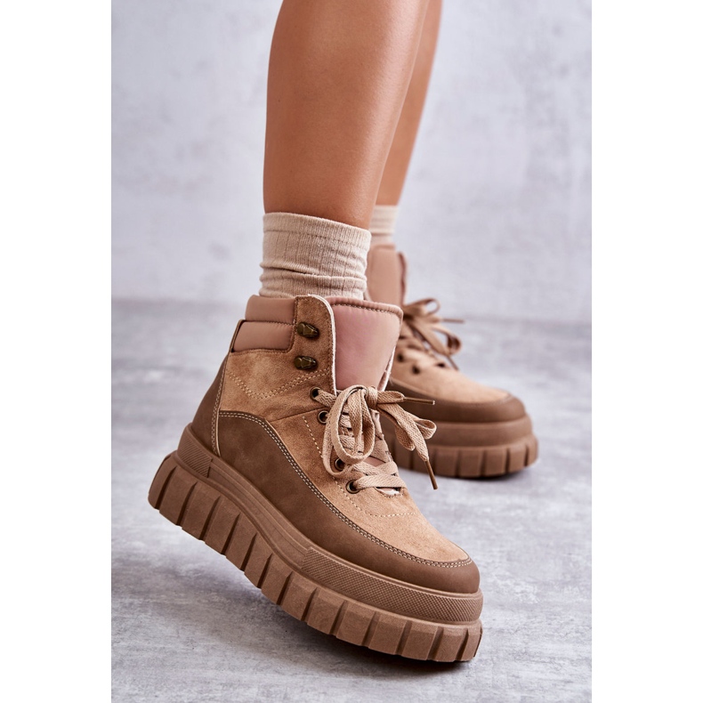 Pohodlné boty na tmavě béžové platformě Sanchio béžový 1