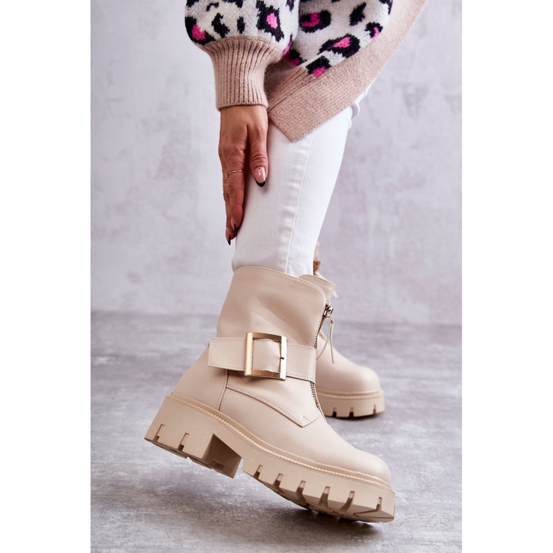 Dámské zateplené kozačky na zip Béžová Torey béžový 1