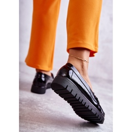 PL5 Dámské kožené mokasíny na černé platformě Venesia černá 2