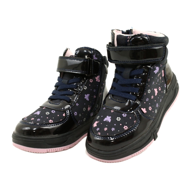 American Club American Boots Teplé boty XD66 Navy blue námořnická modř růžový 2