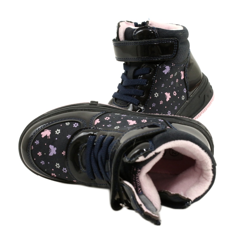 American Club American Boots Teplé boty XD66 Navy blue námořnická modř růžový 5