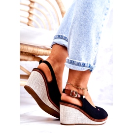 PS1 Dámské pohodlné sandály s přezkou Černé Thallas černá 4