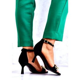 Semišové sandály na vysokém podpatku Laura Messi 2366 Black černá 3