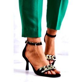 Semišové sandály na vysokém podpatku Laura Messi 2366 Black černá 2