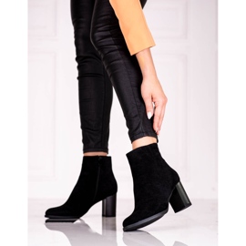 Dámské černé kozačky na sloupku Shelovet z ekologického semiše černá 1