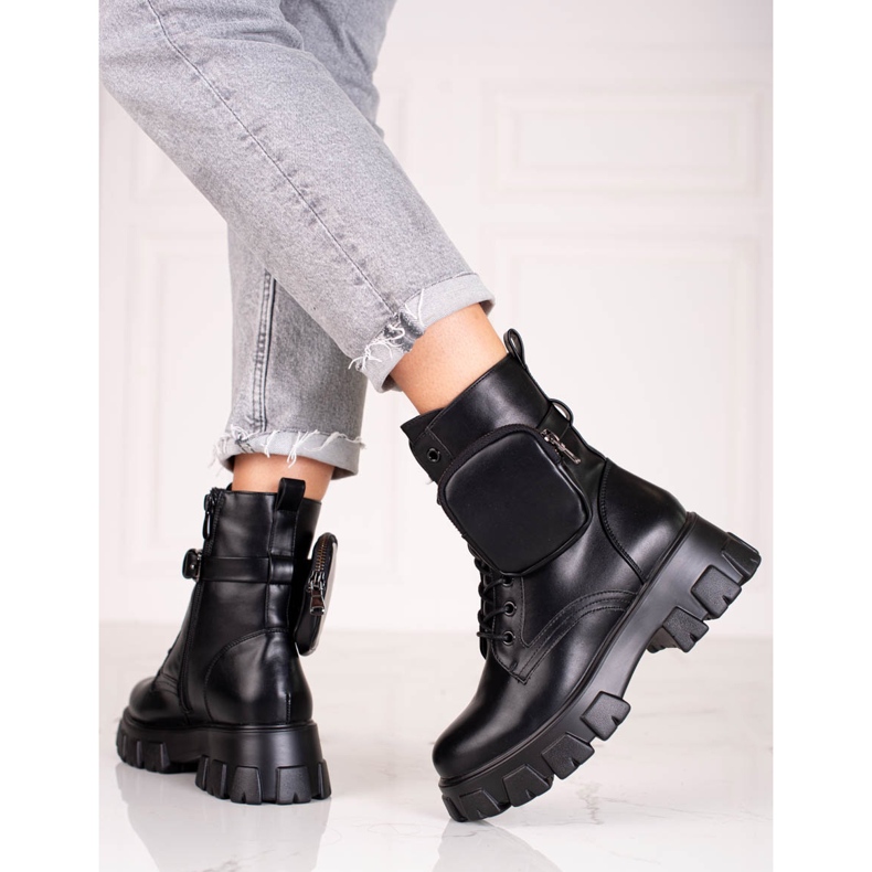 Černé dámské šněrovací dělnice s taškou černý 1