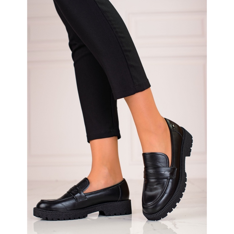 W. Potocki Klasické dámské mokasíny na silné podrážce Potocki černá 1