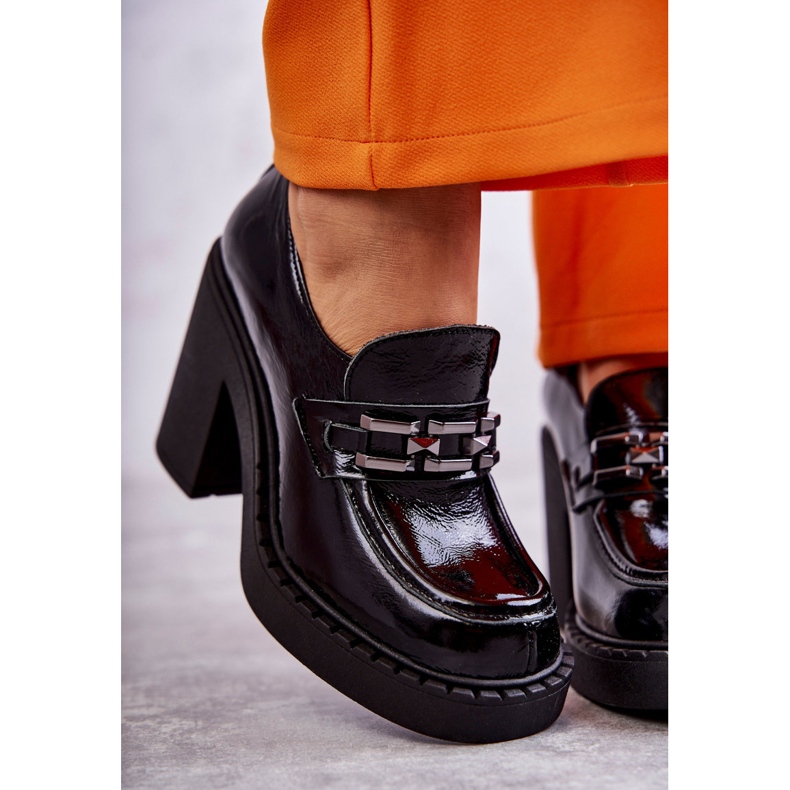 Lakované boty na masivním sloupku Black Jaime černá 2