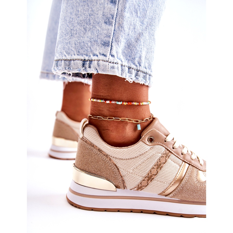 PG1 Klasické dámské vázané sportovní boty Béžová Elenes béžový 2