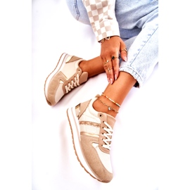 PG1 Klasické dámské vázané sportovní boty Béžová Elenes béžový 4