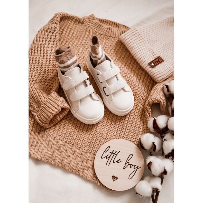 Dětské kožené tenisky se suchým zipem Big Star KK374093 Bílé bílý 1