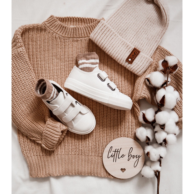 Dětské kožené tenisky se suchým zipem Big Star KK374093 Bílé bílý 2