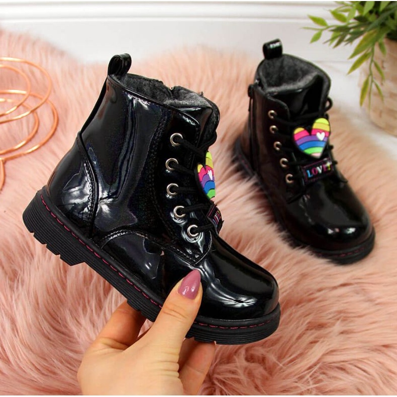 Černé boty pro dívky zateplené Jr EVE318A bílý černá 1