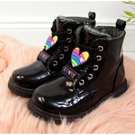 Černé boty pro dívky zateplené Jr EVE318A bílý černá 2