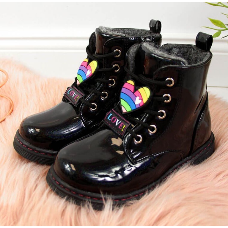 Černé boty pro dívky zateplené Jr EVE318A bílý černá 2