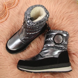 Miss Nepromokavé sněhové boty Jr EVE323B stříbrné černá 3