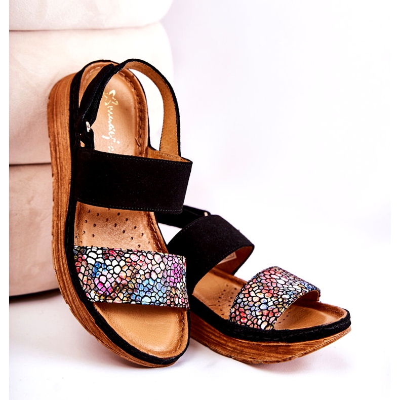 Kožené Dámské Sandály Maciejka 04142-20 Černá černý vícebarevný 4