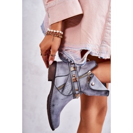 PG1 Dámské vysoké kozačky s modrými ozdobami Alisa 5