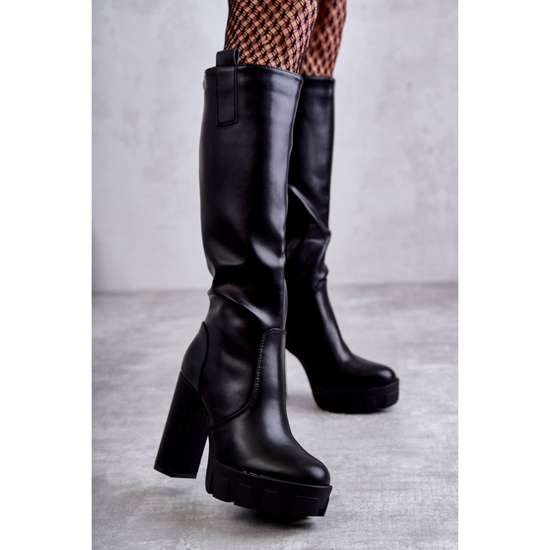 WS1 Módní kozačky z ekokůže na platformě Černá Isabell 1 WS1 Módní kozačky z ekokůže na platformě Černá Isabell 1