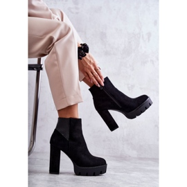 PG1 Dámské semišové kozačky na vysokém podpatku černé Maricruz černá 1