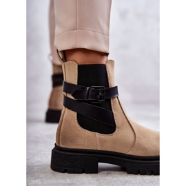 FE1 Dámské zateplené kozačky Jodhpur kozačky S páskem Béžová Jose béžový 2 FE1 Dámské zateplené kozačky Jodhpur kozačky S páskem Béžová Jose béžový 2