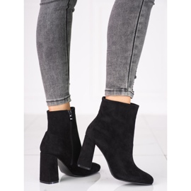 Dámské černé kozačky na sloupku Shelovet z ekologického semiše černá 1