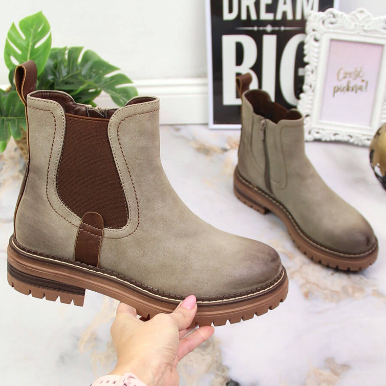 Boty Jodhpur na khaki platformě eVento 1