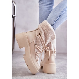 FS1 Dámské sněhule s ovčí kůží béžová Sanna hnědý 2