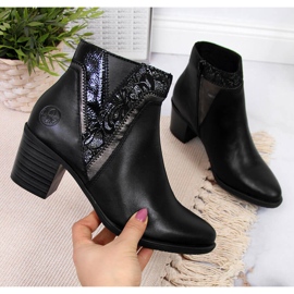 Dámské kožené kozačky na sloupku černé Rieker Y2063-00 černá 1